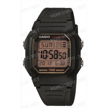 Ремешок для часов Casio W-800HG-9A, 24/18 мм, черный, полиуретан, под корпус, 18 мм ширина выступа, ЗЧ
