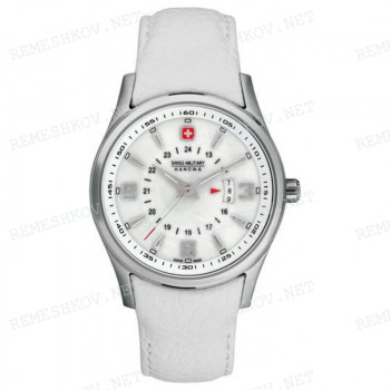Ремешок для часов Swiss Military Hanowa 06-6155.04.001, 21/18 мм, белый, кожа, дугой под корпус, ЗБ
