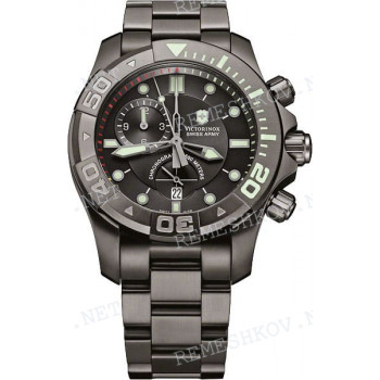 Браслет для часов Victorinox с застежкой и наконечниками, Dive Master 500 PVD серый, черный лед