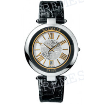 Ремешок для часов Balmain, черный, имитация крокодила, с вырезом, стальная клипса (1301)