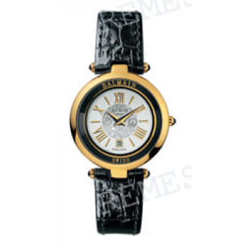 Ремешок для часов Balmain, черный, имитация крокодила, с вырезом, желтая пряжка (1310)