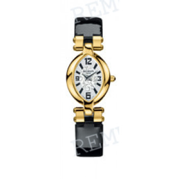 Ремешок для часов Balmain 4/12 мм, черный, теленок, лаковый, желтая клипса (2310)