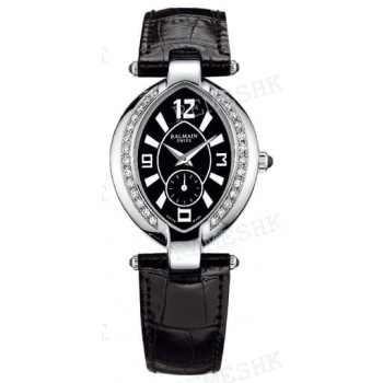 Ремешок для часов Balmain, черный, имитация крокодила, с вырезом, без замка (3731/3735)