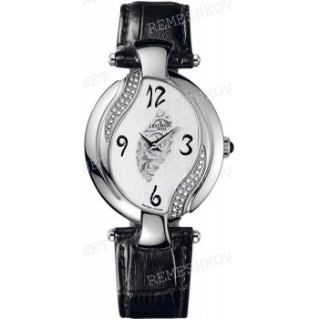 Ремешок для часов Balmain 18/16 мм, черный, имитация крокодила, без замка (5451/5456)