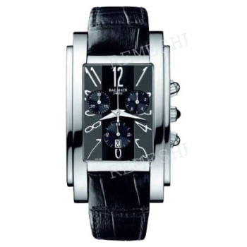 Ремешок для часов Balmain 18/16 мм, черный, имитация крокодила, интегрированный, без замка (2721/5721/5725)