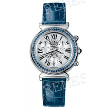 Ремешок для часов Balmain 16/14 мм, синий "морская волна", имитация крокодила, стальная клипса (5876)