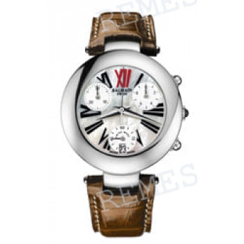 Ремешок для часов Balmain, светло-коричневый, имитация крокодила, белая прострочка, с вырезом, без замка (2321/5921/5924)