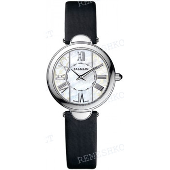 Ремешок для часов Balmain, черный, XL, сатин, с вырезом, стальная клипса (8071/8075)