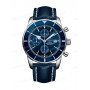 Ремешок для часов Breitling 101X, 24/20 мм, синий, кожа, белая прострочка, без замка