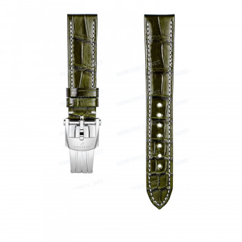 Ремешок для часов Breitling 18/16 мм, зеленый, кожа, M, без замка
