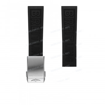 Ремешок для часов Breitling 22/20 мм, черный, каучук, без замка