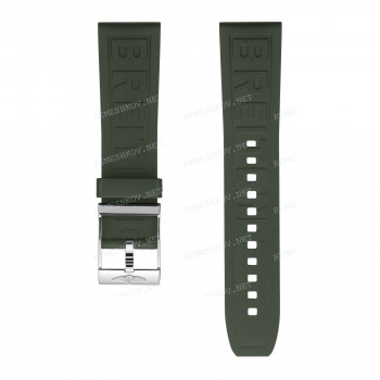 Ремешок для часов Breitling 22/20 мм, зеленый, каучук, без замка