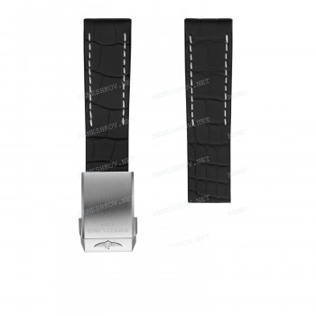 Ремешок для часов Breitling 22/20 мм, серый, кожа/каучук, без замка