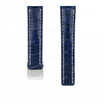 Ремешок для часов Breitling 22/20 мм, синий, кожа, M, без замка