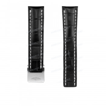 Ремешок для часов Breitling 22/20 мм, черный, кожа, M, без замка