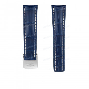 Ремешок для часов Breitling 24/20 мм, синий, кожа, M, без замка