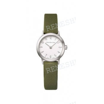 Ремешок для часов Calvin Klein K0343, 12/10 мм, зеленый "хаки", текстиль, стальная пряжка, CKJ Minimal LADY (CKJ3)