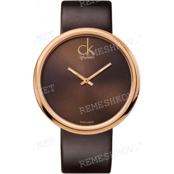 Ремешок для часов Calvin Klein K0V23, 22/22 мм, темно-коричневый, теленок, интегрированный, розовая пряжка, cK Subtle LADY (K0V)