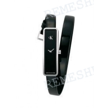 Ремешок для часов Calvin Klein K1012, 8/8 мм, черный, теленок, лаковый, длинный, стальная пряжка, cK Duality MIDSIZE