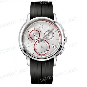 Ремешок для часов Calvin Klein K1V27, 22/19 мм, черный, резиновый, интегрированный, стальная клипса, заостренный тип, cK Drive CHRONO (K1V)