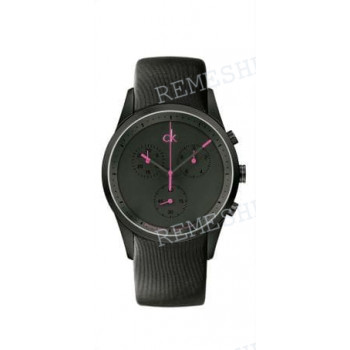 Ремешок для часов Calvin Klein K2217, 22/20 мм, черный, сатиновый, ребра жесткости, черная пряжка, cK Bold CHRONO GENT (CK22)