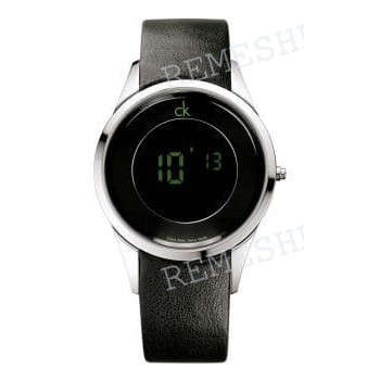 Ремешок для часов Calvin Klein K2228, 18/16 мм, черный, теленок, ребра жесткости, стальная пряжка, cK Bold LCD MIDSIZE (CK22LCD)