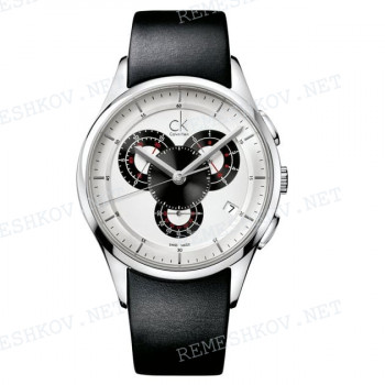 Ремешок для часов Calvin Klein K2A27, 22/20 мм, черный, теленок, интегрированный, стальная клипса, cK Basic CHRONO (K2A)