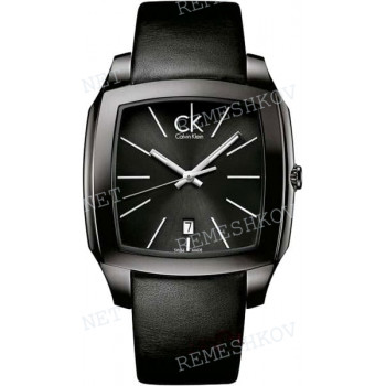Ремешок для часов Calvin Klein K2K21, 22/20 мм, черный, теленок, интегрированный, черная клипса, cK Recess GENT (K2K)