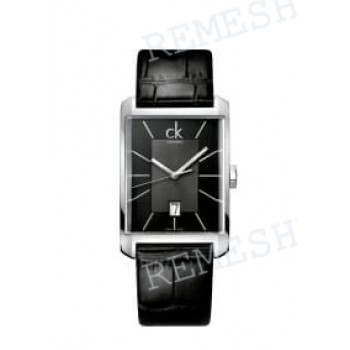 Ремешок для часов Calvin Klein K2M21, 22/22 мм, черный, имитация крокодила, стальная пряжка, cK window GENT (CK2M)