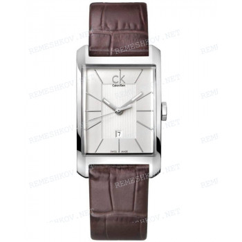Ремешок для часов Calvin Klein K2M23, 18/18 мм, коричневый, имитация крокодила, стальная пряжка, cK window LADY (CK2M)