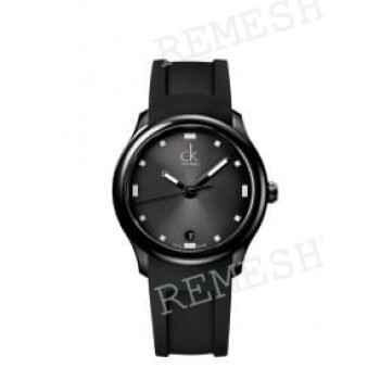 Ремешок для часов Calvin Klein K2V21, черный, резиновый, интегрированный, черная пряжка, ck Visible (K2V)