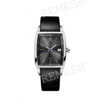 Ремешок для часов Calvin Klein K3041, 20/18 мм, черный, теленок, интегрированный, стальная пряжка, cK Square GENT (CK30)