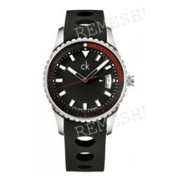 Ремешок для часов Calvin Klein K3211, 20/18 мм, черный, силикон, ребрая жесткости, стальная пряжка, cK Challenge GENT (CK32)