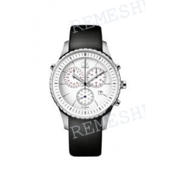 Ремешок для часов Calvin Klein K3218, 20/18 мм, черный, теленок, интегрированный, стальная пряжка, cK Challenge CHRONO ALARM (CK32)