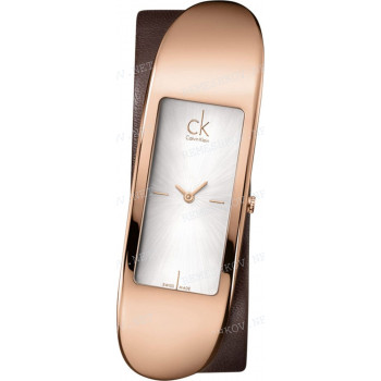 Ремешок для часов Calvin Klein K3C23, коричневый, теленок, интегрированный, розовый пряжка, EMBODY (K3C)