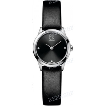 Ремешок для часов Calvin Klein K3M23, 12/11 мм, черный, теленок, стальная пряжка, ck minimal LADY (K3M)