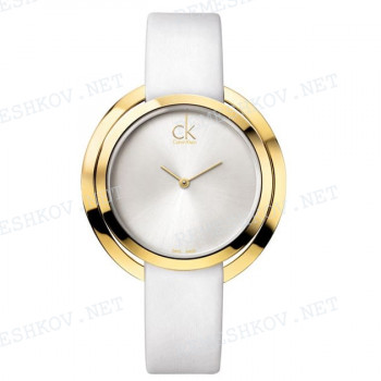 Ремешок для часов Calvin Klein K3U23, 16/16 мм, белый, теленок, интегрированный, желтая пряжка, ck aggregate LADY (K3U)
