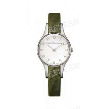 Ремешок для часов Calvin Klein K4313, 10/10 мм, зеленый "хаки", текстиль, интегрированный, стальная пряжка, CKJ Accent LADY (CKJ2)