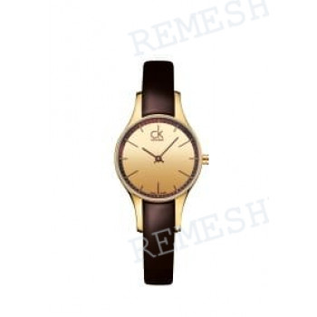 Ремешок для часов Calvin Klein K4323, 10/10 мм, темно-коричневый, теленок, интегрированный, желтая пряжка, cK Simplicity LADY (CK43)