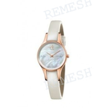 Ремешок для часов Calvin Klein K4323, 10/10 мм, белый, теленок, интегрированный, розовая пряжка, ck Simp (K43)
