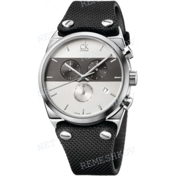 Ремешок для часов Calvin Klein K4B37, черный, текстиль, интегрированный, стальная пряжка, ck eager GENT CHRONO (K4B)