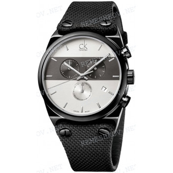 Ремешок для часов Calvin Klein K4B37, черный, текстиль, интегрированный, черная пряжка (K4B)