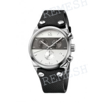 Ремешок для часов Calvin Klein K4B38, черный, текстиль, интегрированный, стальная пряжка, ck eager MIDSIZE CHRONO (K4B)