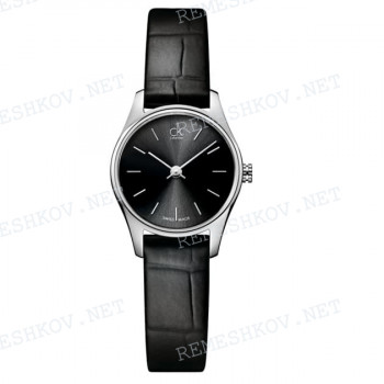Ремешок для часов Calvin Klein K4D23, 12/10 мм, черный, имитация крокодила, стальная пряжка, ck Classic (K4D)