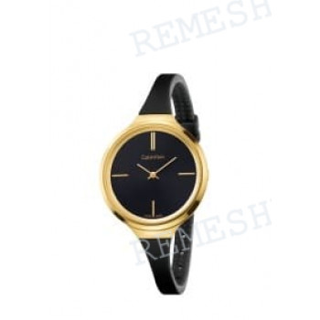 Ремешок для часов Calvin Klein K4U23, 10/6 мм, черный, силикон, интегрированный, желтая пряжка, LIVELY (K4U)