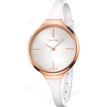 Ремешок для часов Calvin Klein K4U23, 10/6 мм, белый, силикон, интегрированный, розовая пряжка, 4 мм ширина выступа, 5N, Calvin Klein Lively