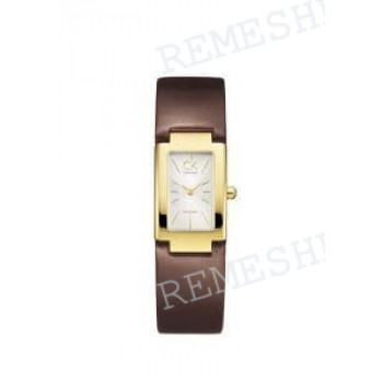 Ремешок для часов Calvin Klein K5923, 19/19 мм, коричневый, теленок, желтая клипса, cK New Dress LADY (CK59)