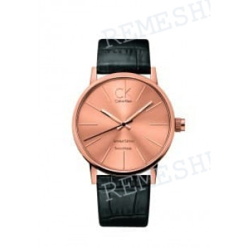 Ремешок для часов Calvin Klein K7621, K7627, K7731, K7741, 22/20 мм, черный, имтиация крокодила, розовая пряжка, cK Post-minimal GENT (CK76)