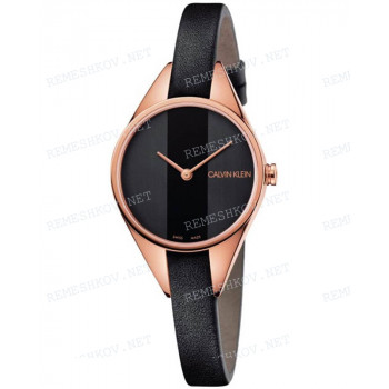 Ремешок для часов Calvin Klein K8P23, 8/8 мм, черный, теленок, интегрированный, розовая пряжка, под корпус, REBEL (K8P)