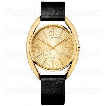 Ремешок для часов Calvin Klein K9122, 17/17 мм, черный, теленок, желтая пряжка, cK Ridge MIDSIZE (CK91)